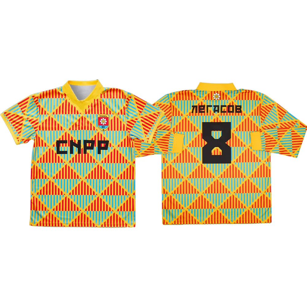 

2025 Summer FC Stroitel Pripyat Home Breathable Training Tee! Yellow-Blue-Red Cyber Diamond for Unisex Retro-Futuristic Flair!