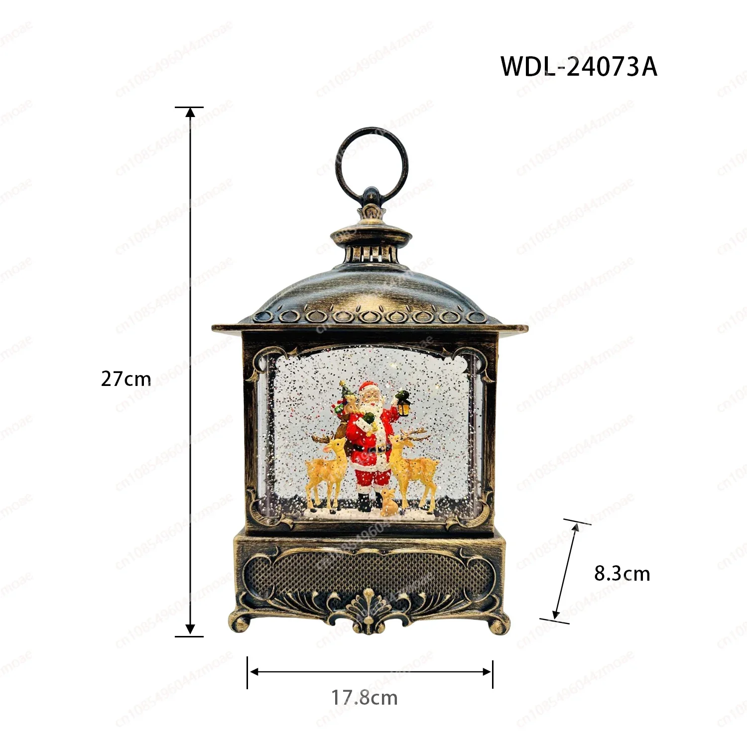 New Product  Resin Home Decor Xmas Village Scene Flying Santa on Sleigh Led Christmas Lantern Light Snow Globe