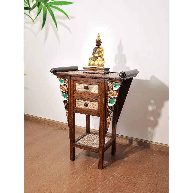 الأثاث الخشب نيف يقدم الجدول منصة بوذية مزار الحظ المنزلي منحوتة مناسبة للديكور النمط #1