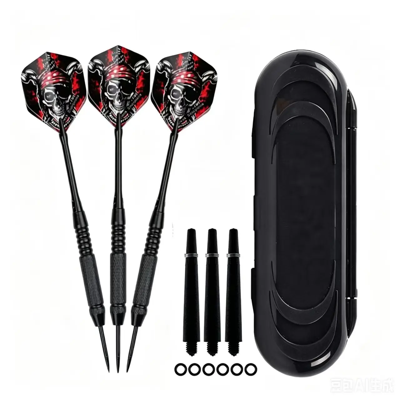 

3Pcs/Set Professional Steel Tip Darts 23g Hard Darts with Aluminum Shafts Skull Flights + Carry Case for Indoor Game
