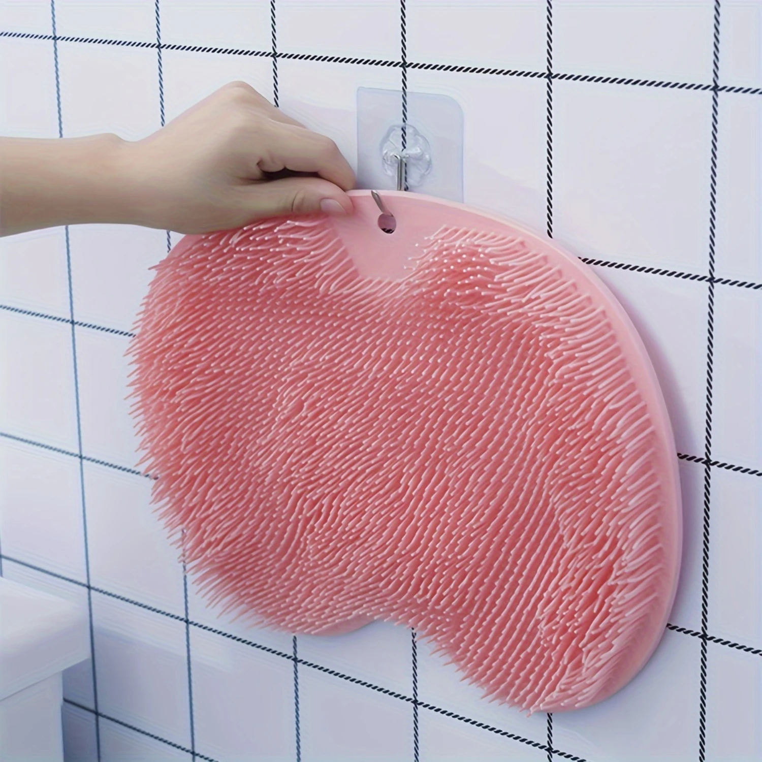 Hands-Free Shower Back Scrubber Pad - Wall Mounted with Suction Cups, Massage and Exfoliate Your Feet and Back, Gentle on Skin, 