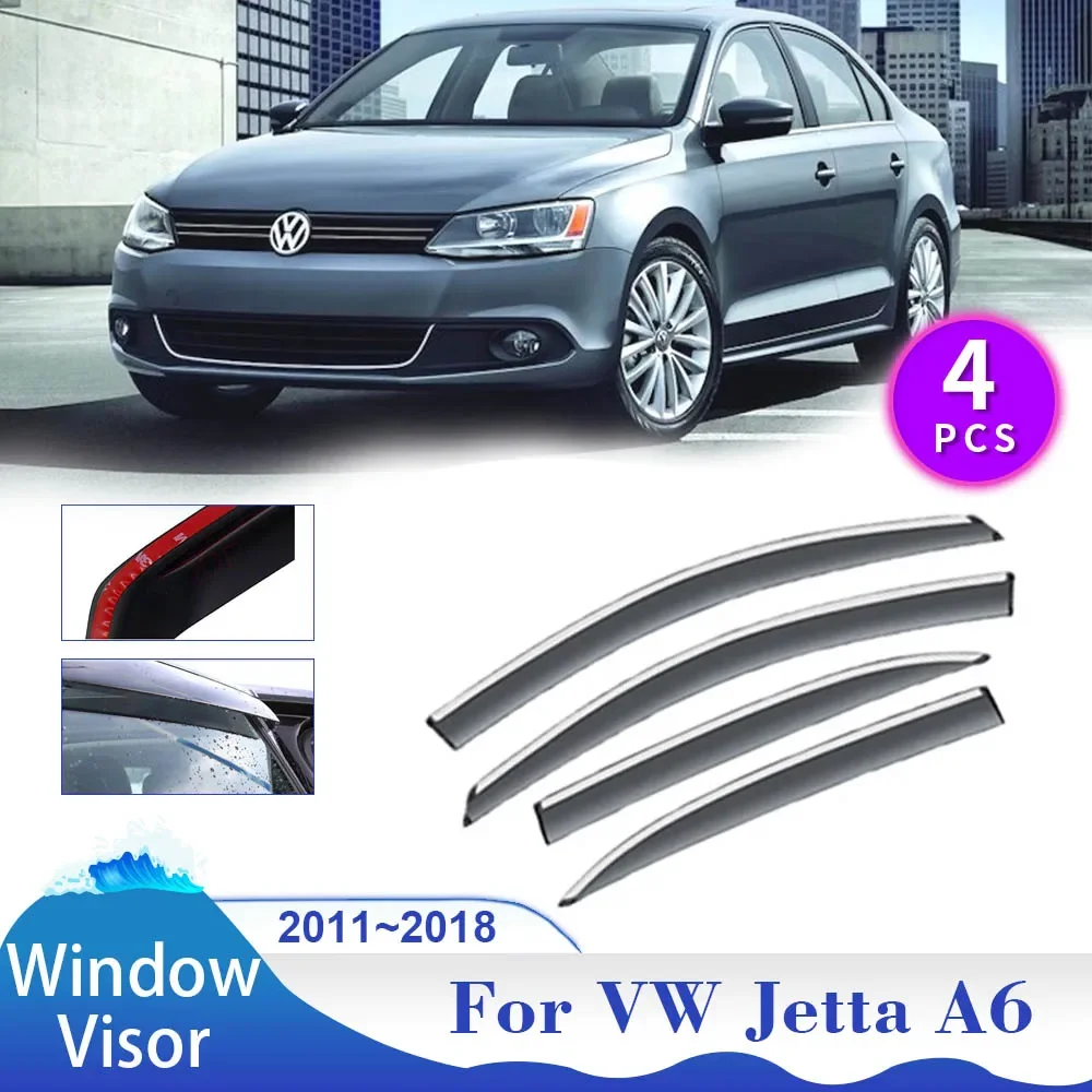 

For Volkswagen VW Jetta A6 Vento GLI 2011~2018 Car Windows Visor Vent Smoke Covers Sun Rain Guards Deflector Awnings Accessories