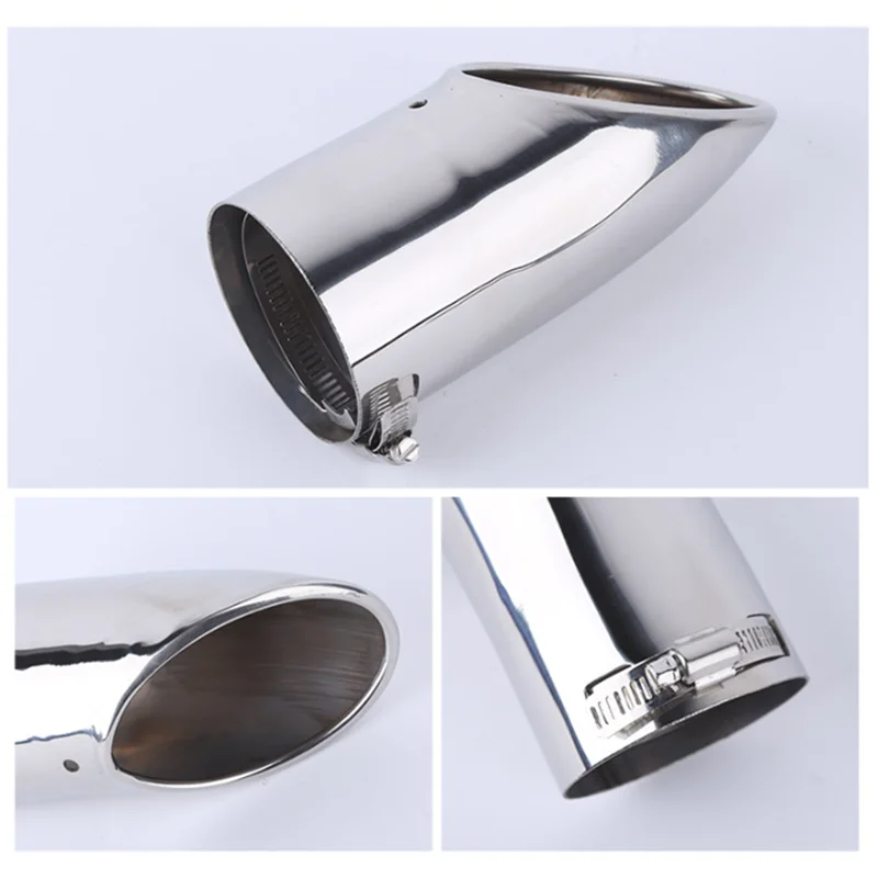 1Pcs Stainless Steel Grilled Silver Car Exhaust Pipe tip Tailpipe Muffler cover Car Modification Car styling For Ford Focus