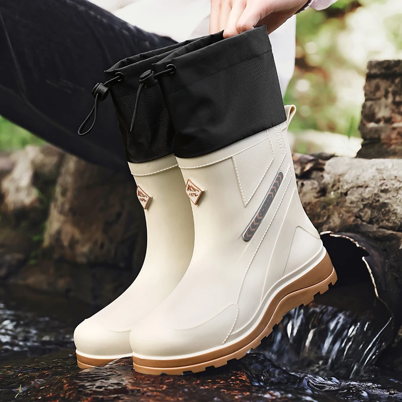 

Men's Rainboots Mid-calf Style 2026 New Fashion Outdoor Anti-slip Water Shoes Lightweight Waterproof Rubber Shoes Overshoes