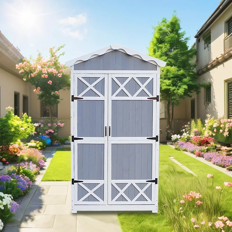 

Outdoor Storage Cabinet Garden Waterproof Sunscreen Tool Room Courtyard Locker Villa Balcony Solid Wood Locker