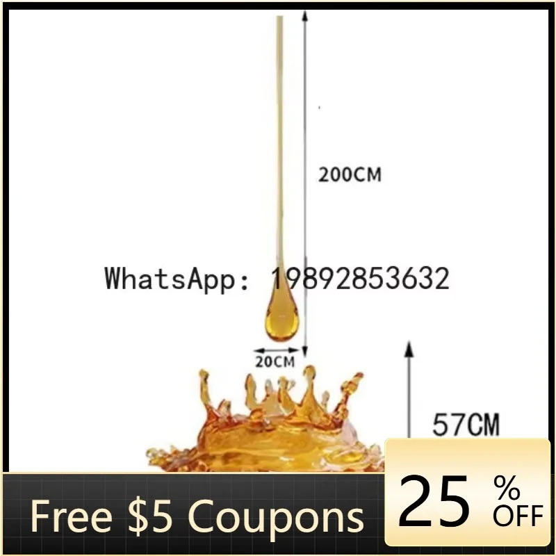 

Z4 Modern Hotel Club Lobby Transparent Water Drop Pendant Sculpture Resin Water Flower Ornament Floor Art Decoration