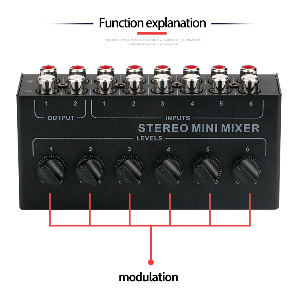 CX600 Audio Mixer Mini Stereo Passive Mixer Ultra-compact Low-noise RCA DJ Equipment for Live and Studio image 3