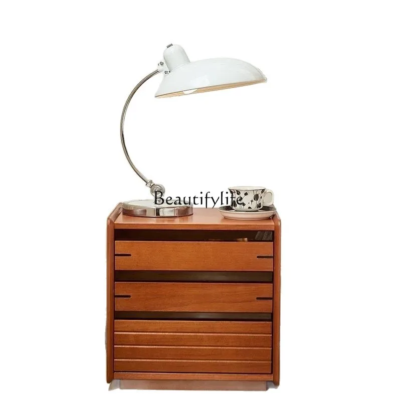 

Medieval style solid wood bedside table Modern simple bedroom Retro small storage Bedside Chinese locker