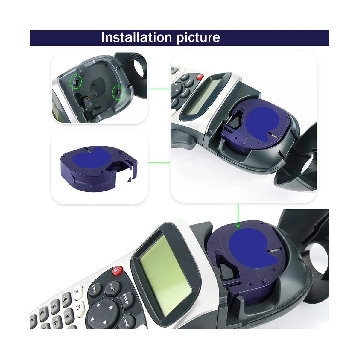 6ชิ้นเทปฉลากสำหรับ letratag-100T -100H Series ผลิตฉลากพิมพ์กระดาษด้วยความร้อน12มม. x 4ม.