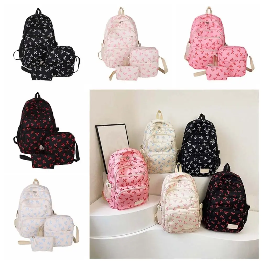 Tagesrucksack Dreiteiliges Schultaschen-Set Große Kapazität Lässiger Nylon-Schulrucksack mit Schleife Feste Gurtband-Umhängetasche Schultasche für Schüler – Detail 1