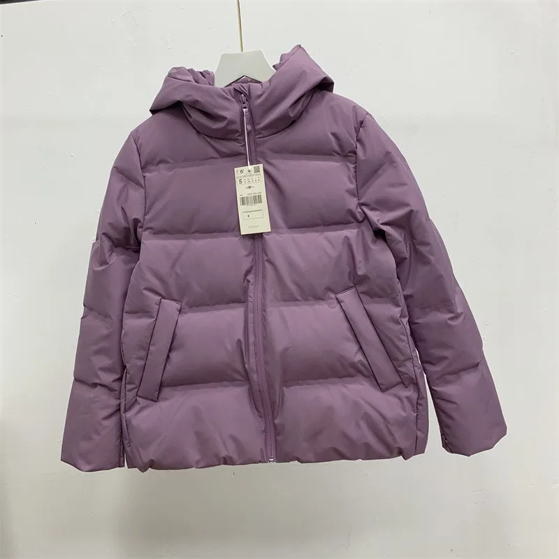 Women\'s Hooded Down Jacket 2022 Winter Duck Down Filling Thicking Loose Warm Solid Color Korean Casual Short All-match Coat