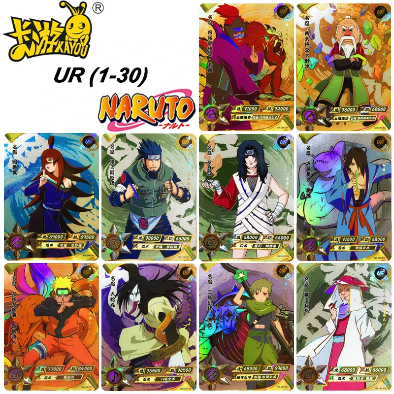 Anime Kayou Naruto UR1-30 Series Single flash card Uzumaki Naruto Nohara Rin Hatake Kakashi Collection card Christmas gift toys