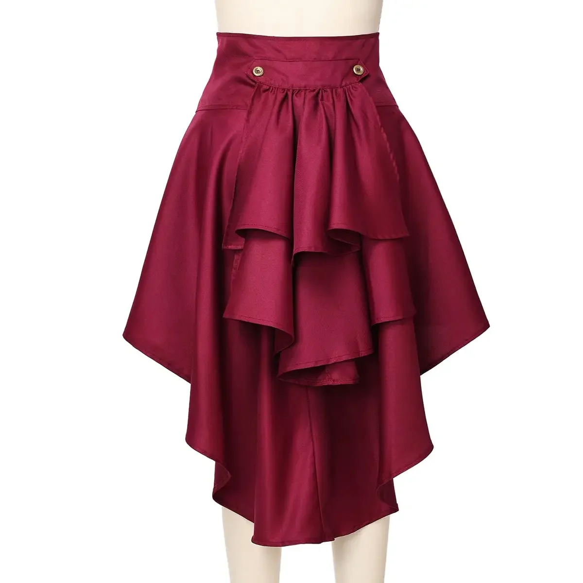 Gothic Steampunk Style Skirts Front Lace-up Tiered Ruffled Irregular Hem Skirt Waist Belt Women Ruffles Pirate Corset Costumes