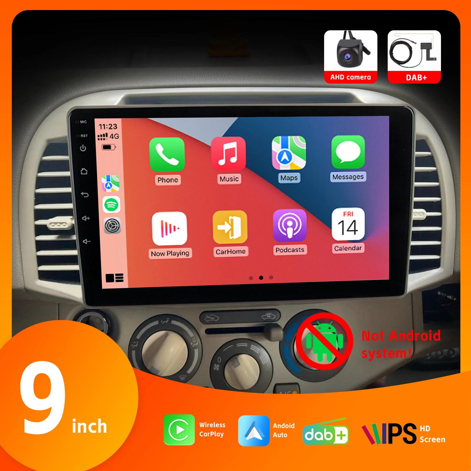 

9" IPS Touch Screen Car Radio with Wireless Carplay Android Auto DAB+ BT SWC AHD Rear View Camera DSP for Nissan MARCH 2002-2010