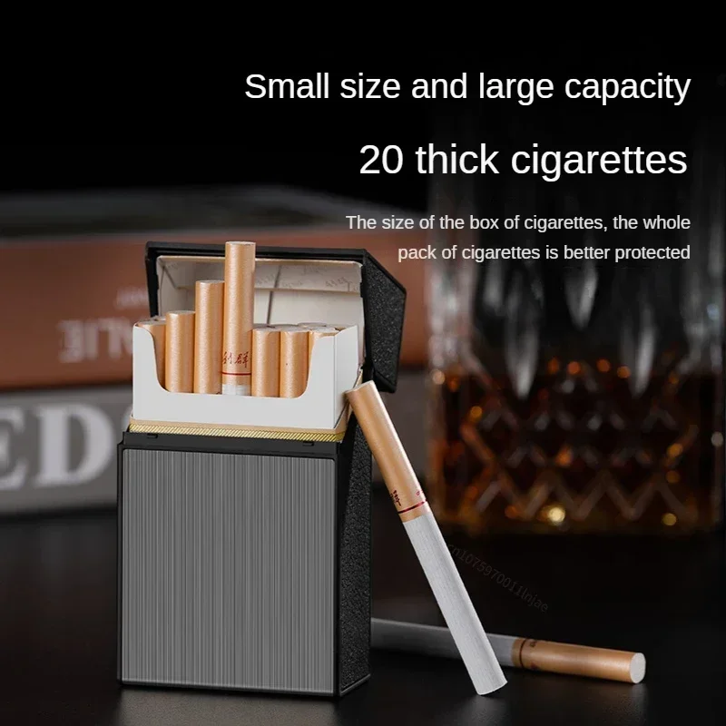 Cigarette Lighter Case for Men, USB Recarregável, Estojo Eletrônico, Portátil, Windproof, Acessórios para Fumar, Presente, 20 Cigarros, 2 em 1