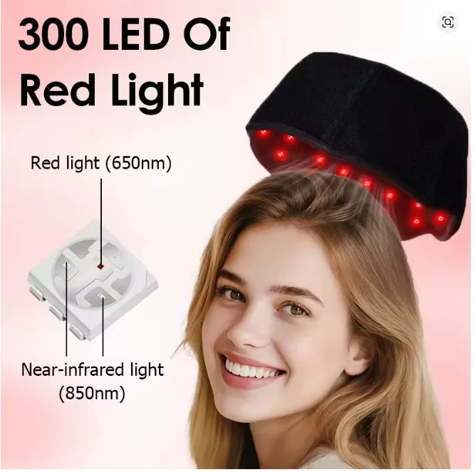 Red Light Hair Growth Cap 300 LED Health Light Anti Hair Loss Scalp Relax Heating Promotes Scalp Metabolism Hair Fast Growth Cap