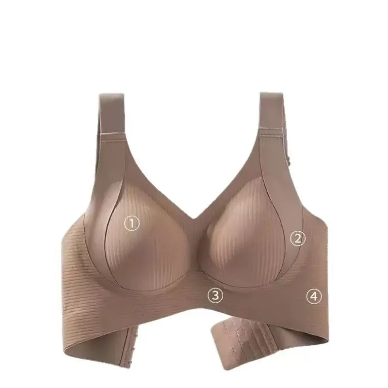 One-piece Markless Large Size Adjustment Women\'s Underwear Without Steel Rings And Side Breasts Anti-sagging Sports Bra