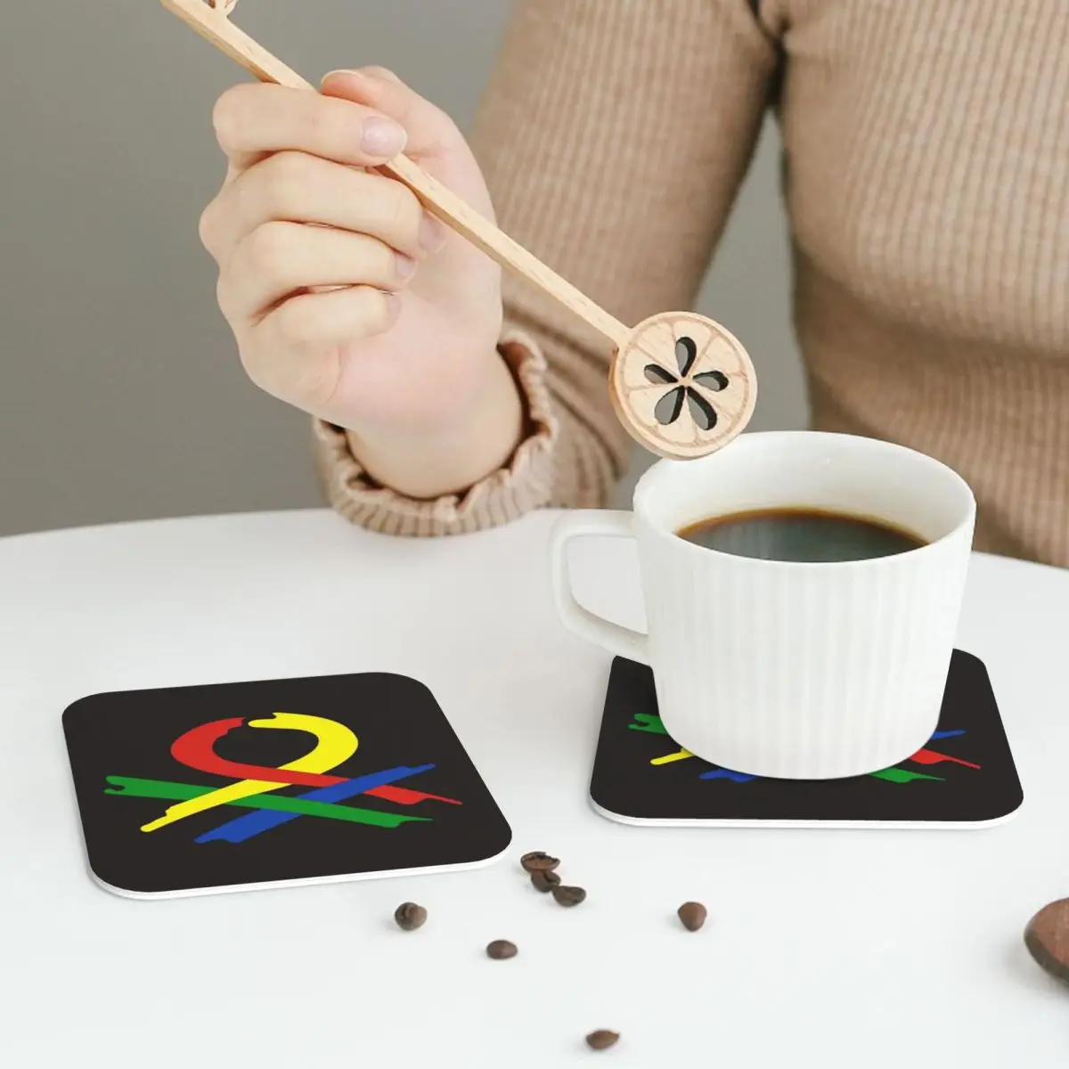 United Colors Of Benetton Coasters Leather Placemats Non-slip Insulation Coffee Mats For Home Kitchen Dining Pads Set of 4