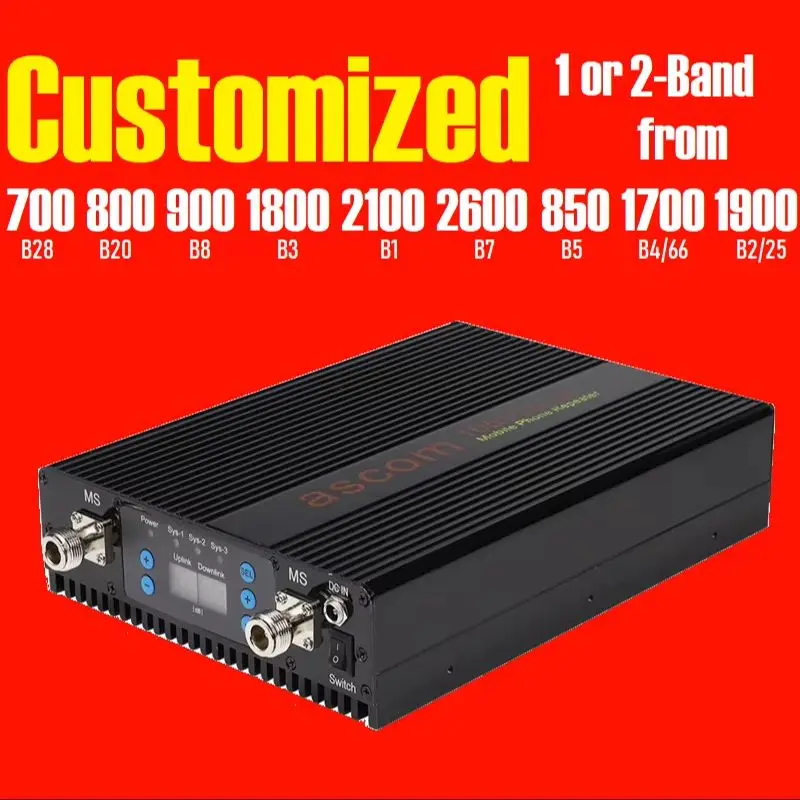 Customized ASCOM 80 83  85dB B28 B20 B8 B7 B3 B1 High Gain 3G 4G 5G Network Repeater Amplifier Booster Enhancer