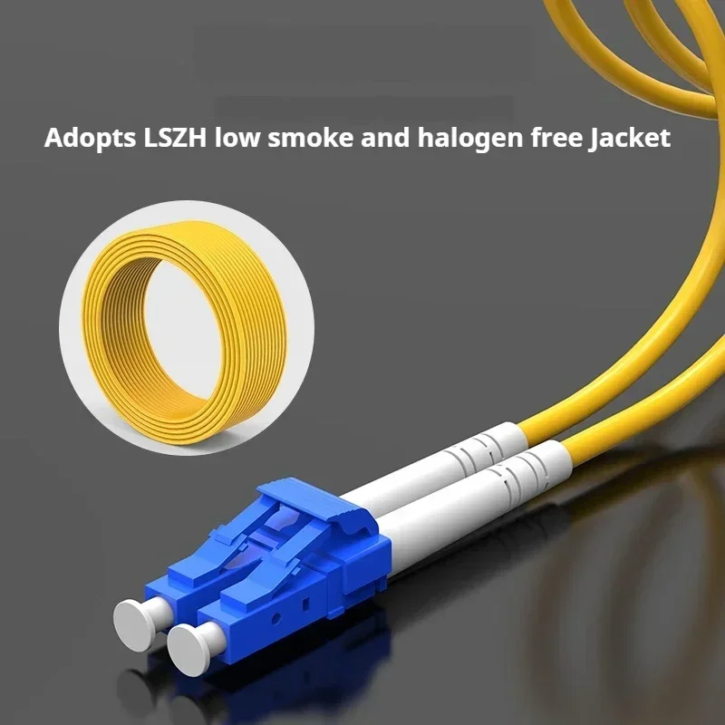 ปรับแต่ง LC/UPC-LC/UPC Optical Fiber Patch Cord DX 3.0 มม.โหมด 9/125 G652D สีเหลือง LSZH แจ็คเก็ต 1 M/2 M/3 M/5 M