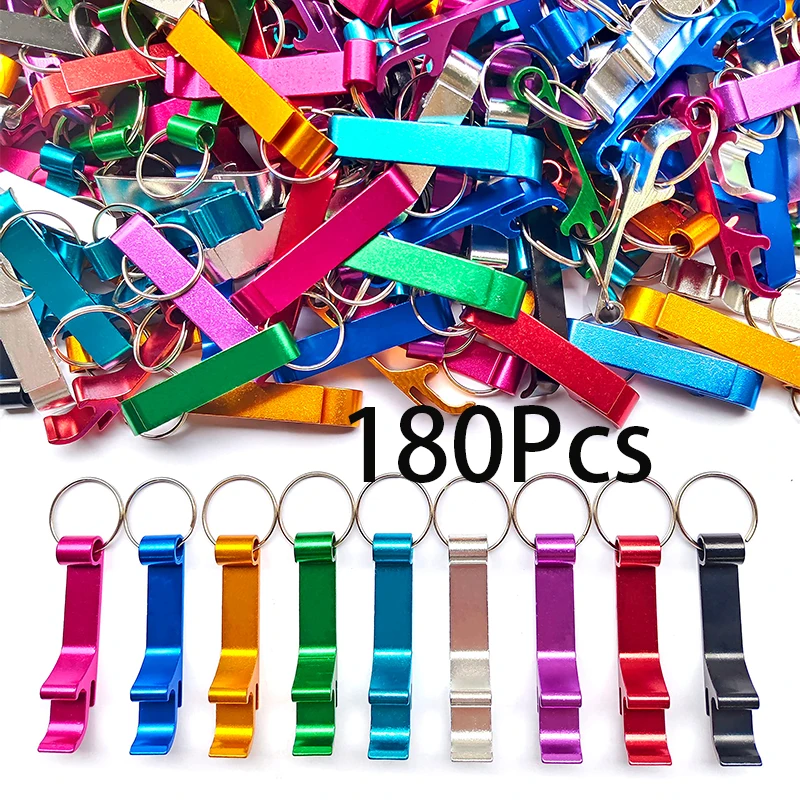 180Pcs Metal Beer Bottle Opener Keychain Beer Openers Portable Opener Key Ring Aluminum Pocket Beer Bottle Opener