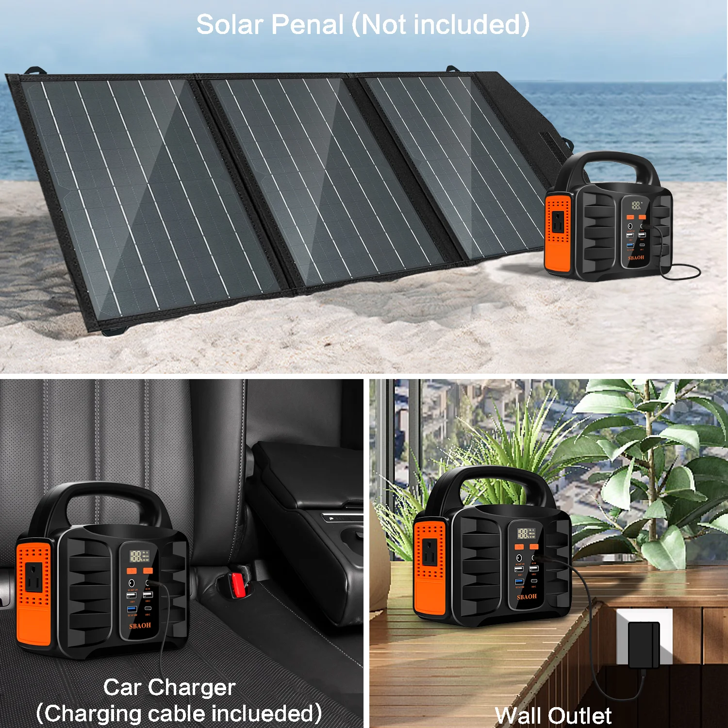 Estação de energia portátil 155Wh 1,6KG - 300W AC/QC3.0 USB/carregador solar para barraca de acampamento ao ar livre RV Home