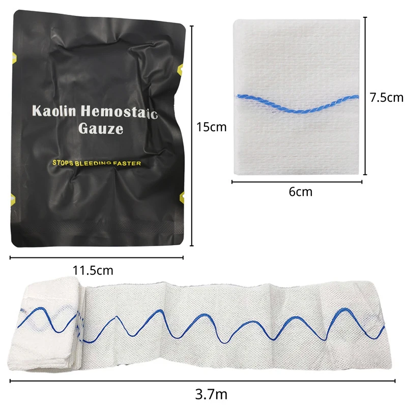 Hemostatic Kaolin Gauze Combat Emergency Trauma Z-Fold Soluble For Ifak Tactical Military First Aid Kit Medical Wound Dressing