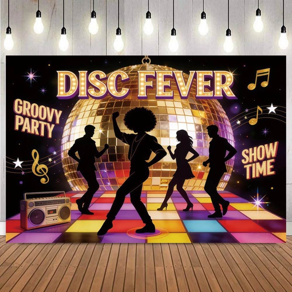 Retro Disco Party Backdrop Music Dance Kids Adult Birthday Party Decor Banner Photography Background Photo Studio Props