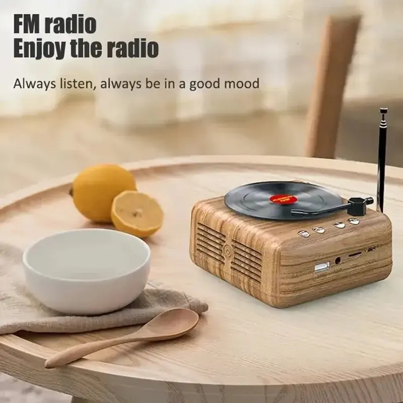 Piccolo Mini altoparlante portatile in legno retrò Radio FM BT con Radio FM HIFI effetto sonoro altoparlante musicale in Standby Ultra lungo