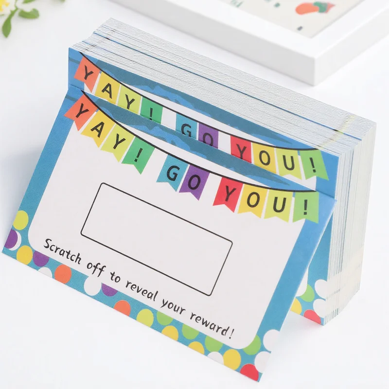 100 pcs Card Diy Reward Chart For Teacher Scratch Ticket Classroom Motivation Prize Student Appreciation Cards Blank