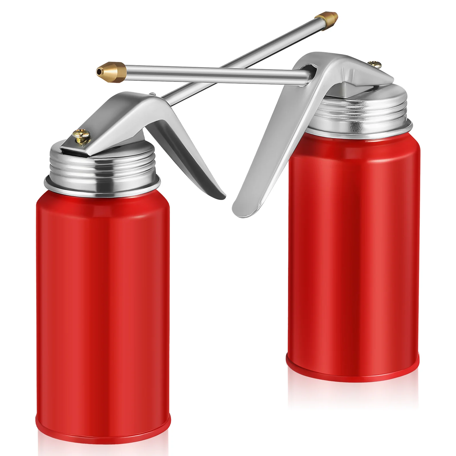 

2pcs Pressure Oil Can 200g Red High Pressure Oiler Container Automotive Lubrication Metal Pump Spout Jug Small