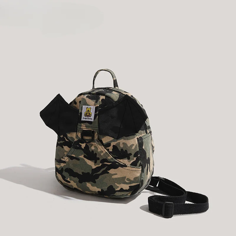 2024 new Korean camouflage wing bag men and women Internet celebrities little devil anti-lost backpack