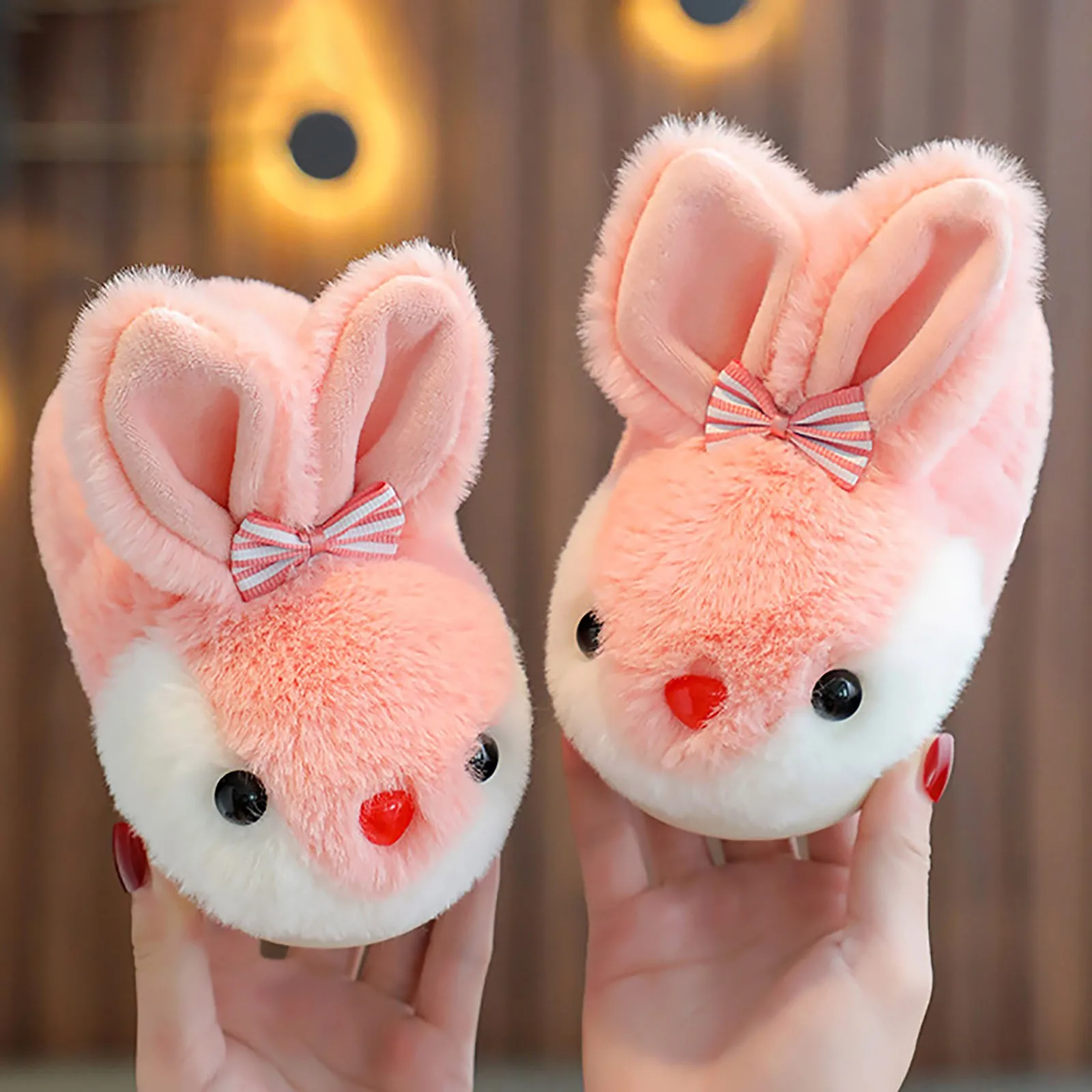 Winter Children Cotton Slippers Warm Winter Comfortable Classic Cartoon Rabbit Boys And Girls Soft Sole Home Kids Plush Slippers