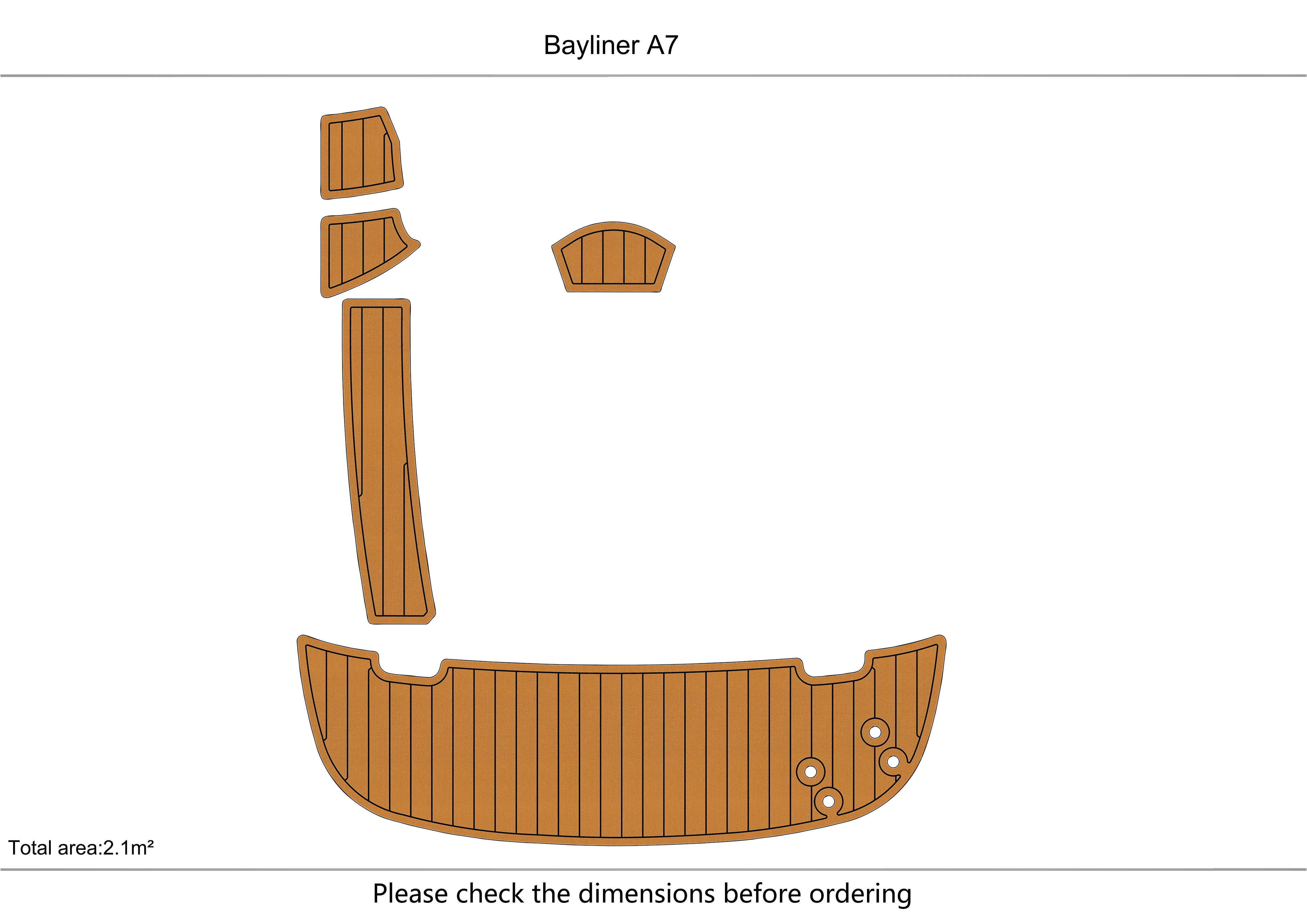 Eva foam Fuax teak seadek marine floor For Bayliner A7 Swim platform 1/4