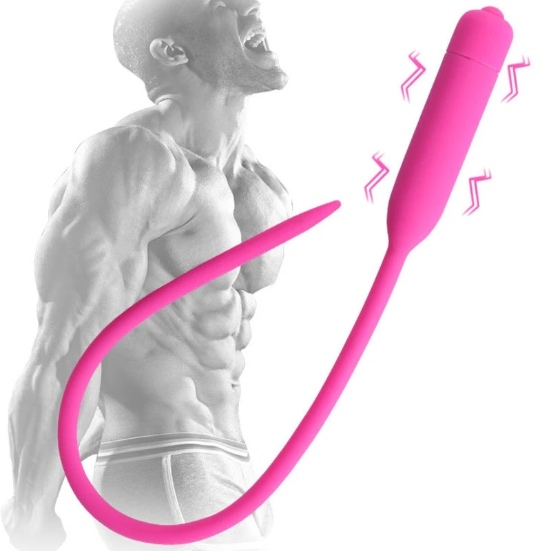 10 Speed Urethral Vibrator Long Silicone Vibrating Penis Plug Urethral Sound Catheter Dilator Massager Male Masturbator Sex Toy