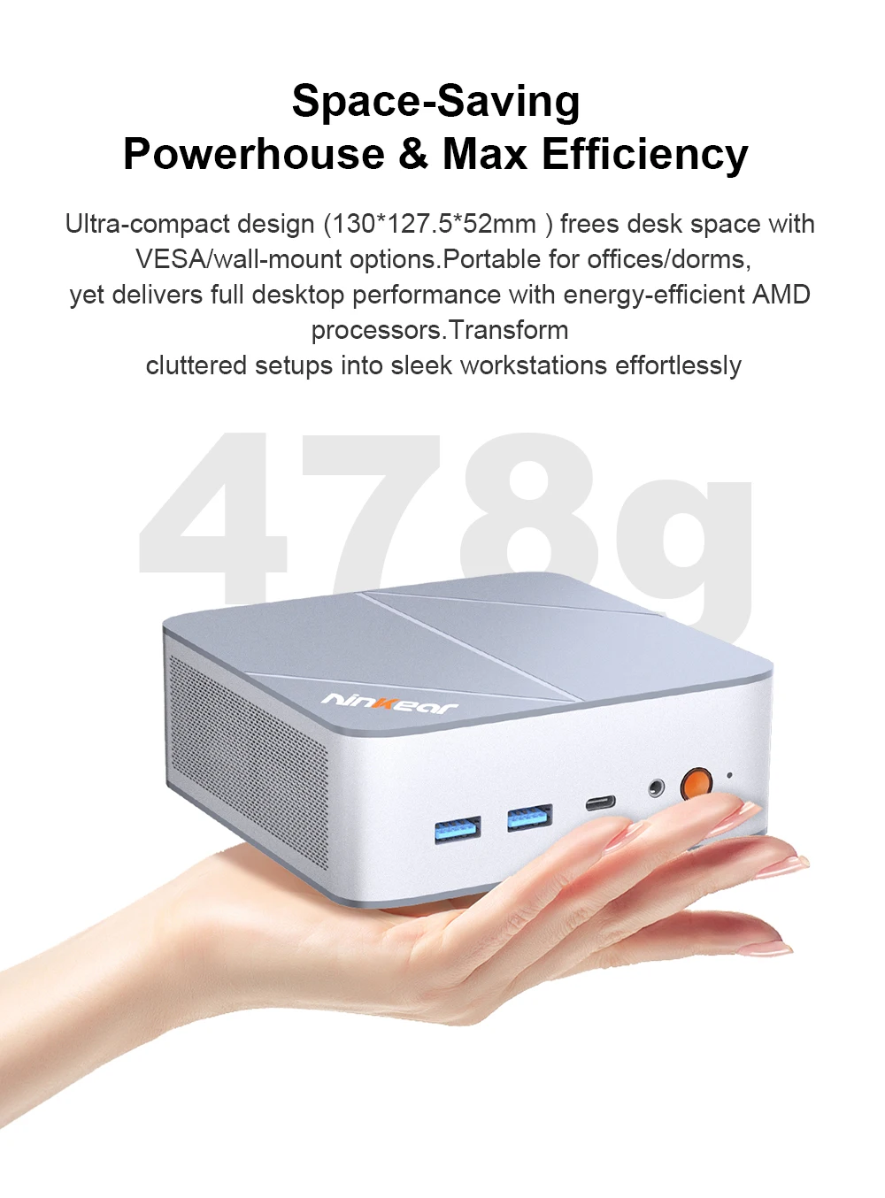Ninkear M8 Mini Pc Amd Ryzen 7 8745Hs 16Gb Ddr5 1Tb Ssd Radeon 780m Wifi 6 Dual 2.5g Lan Windows 11