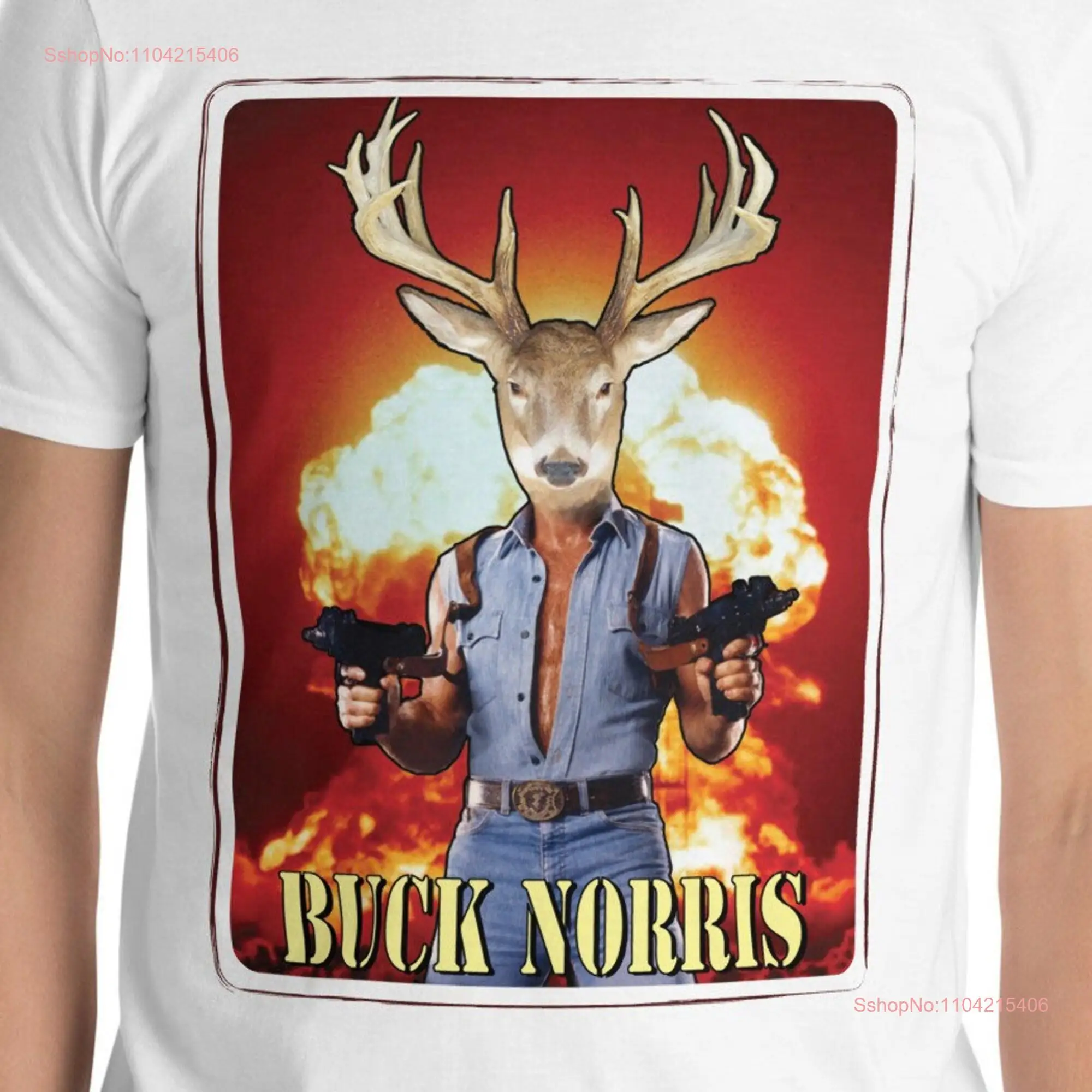 T Shirt Deer Funny Chuck Norris Hunting long or short sleeves