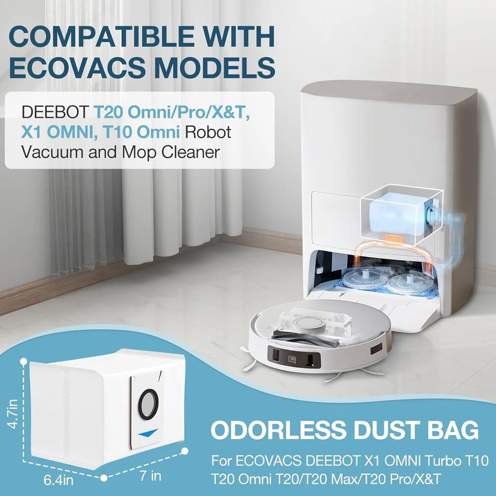ECOVACS DEEBOT X1 OMNI/Turbo T10/T20 Omni/T20/T20 Max/T20 Pro/X & T 시리즈와 호환 가능한 진공 청소기, 12PCs