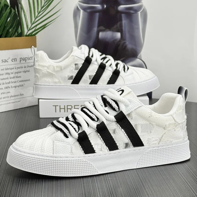 

2025 Новая мужская модная повседневная обувь в форме ракушки, мужская модная брендовая обувь с тремя полосками, модная универсальная обувь для скейтборда Yeezy