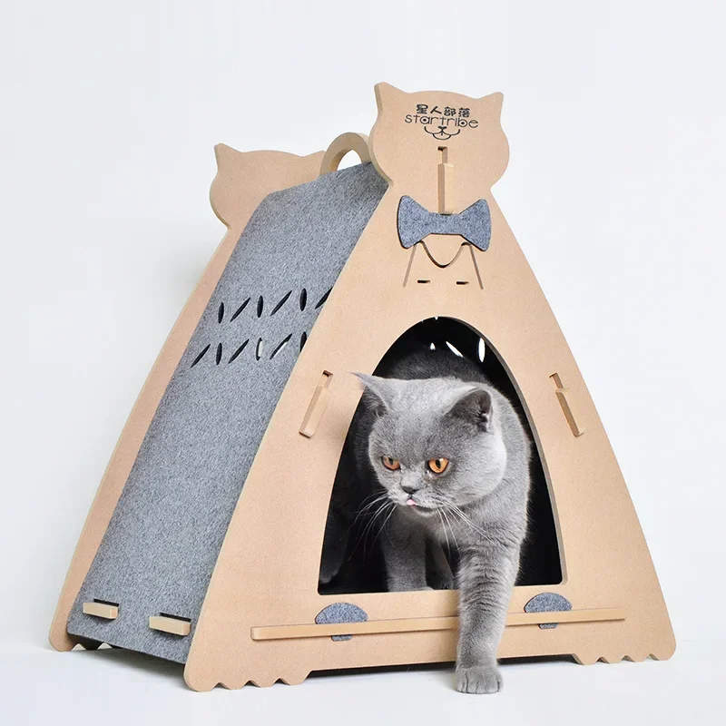 

Detachable Indoor Cat Furniture Cat Sleeper Dog Bed Wooden Kennel for Puppy