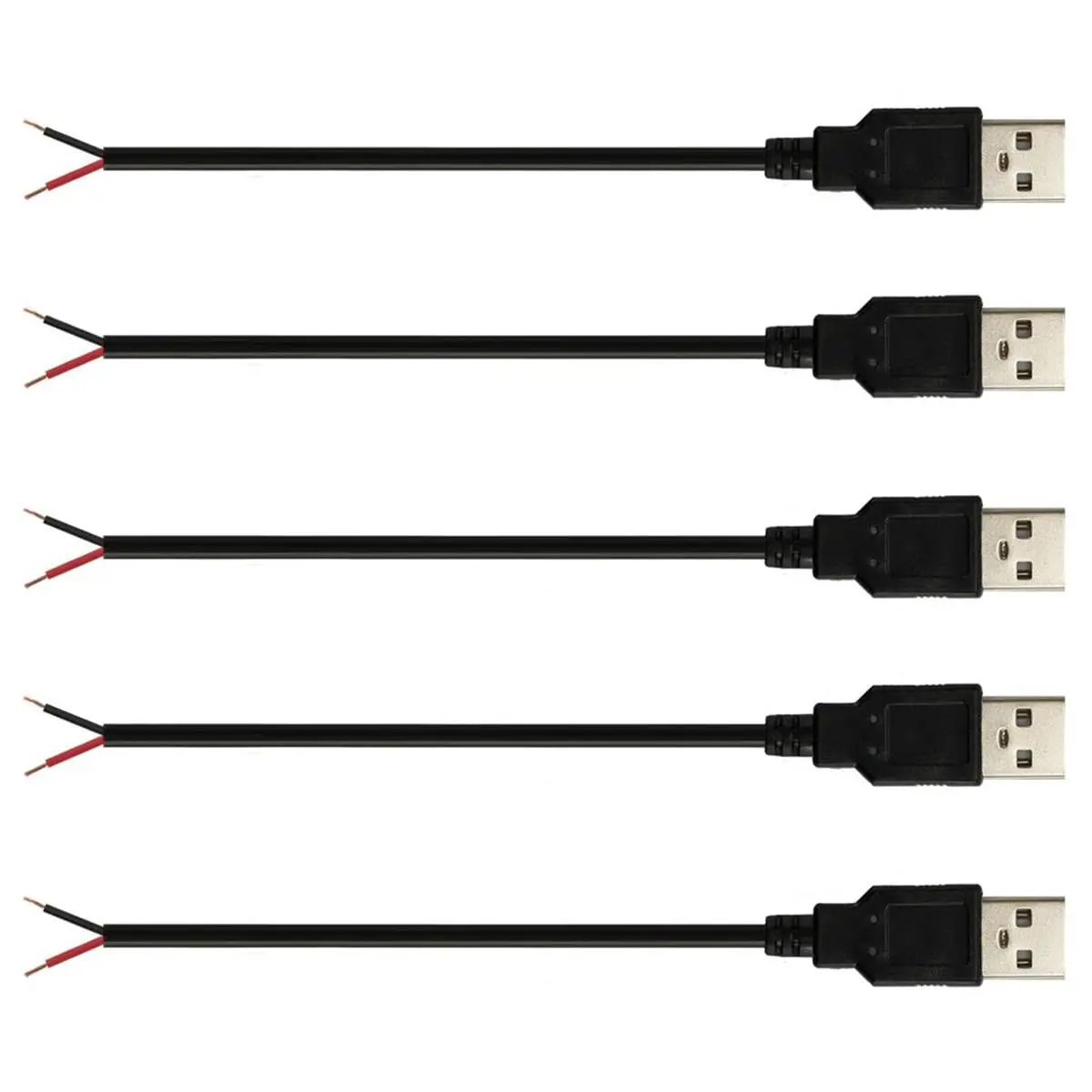 

22AWG USB 2.0 Type A to Bare Wire Pigtail Cable 5V 3A 30cm for DIY