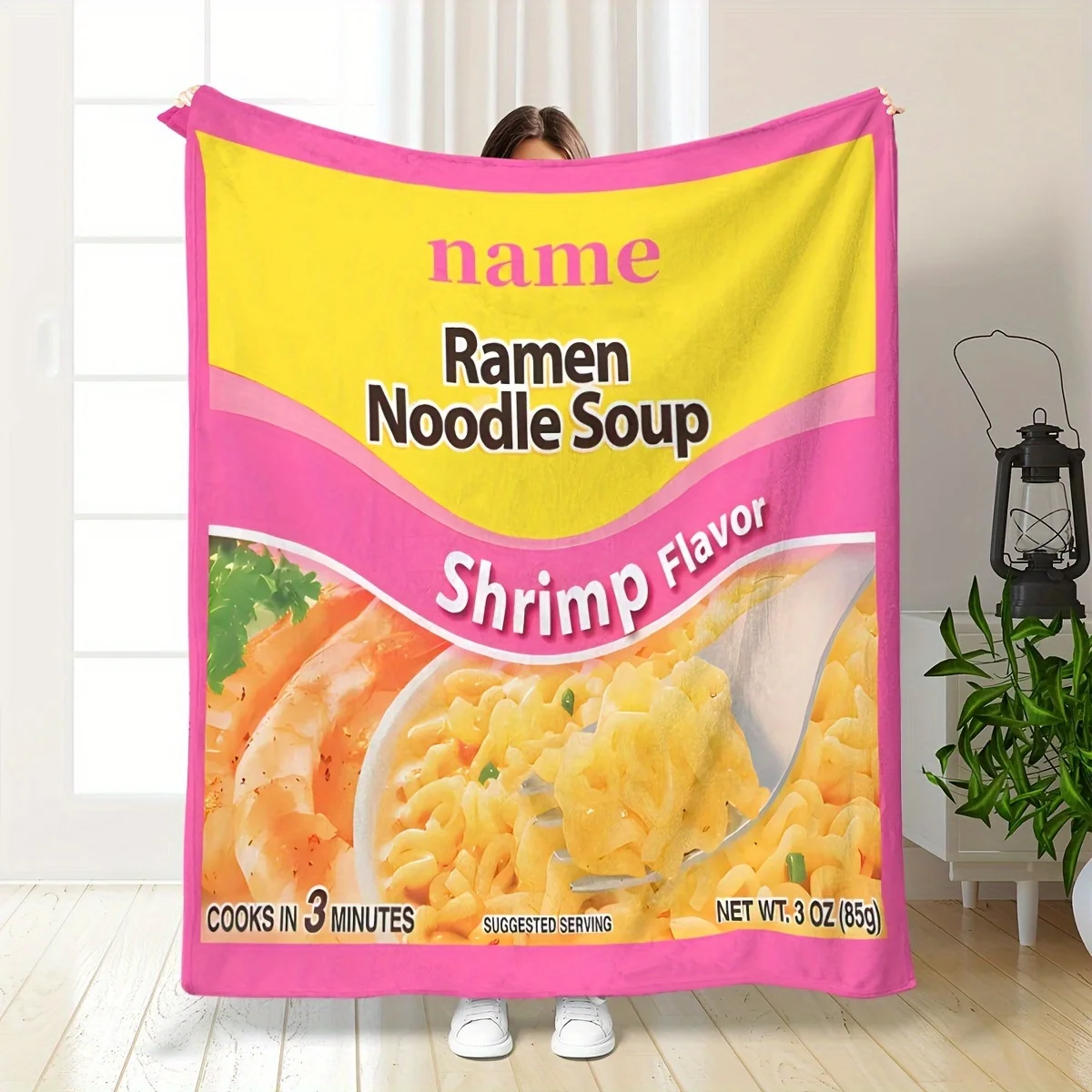 Manta de Sopa de Fideos Ramen Novedosa, Divertido Regalo de Meme de Cultura Pop para Amigos, Decoración de Cocina, para Amantes de la Comida reconfortante, para Dormitorio o Apartamento