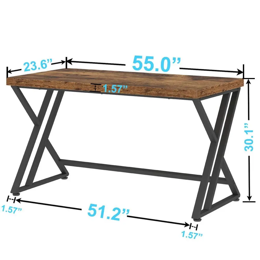 

Rustic Computer Desk, Metal Wood Home Office Desk, Industrial Simple Study Executive Desk for Writing Work, Wooden Student Gami