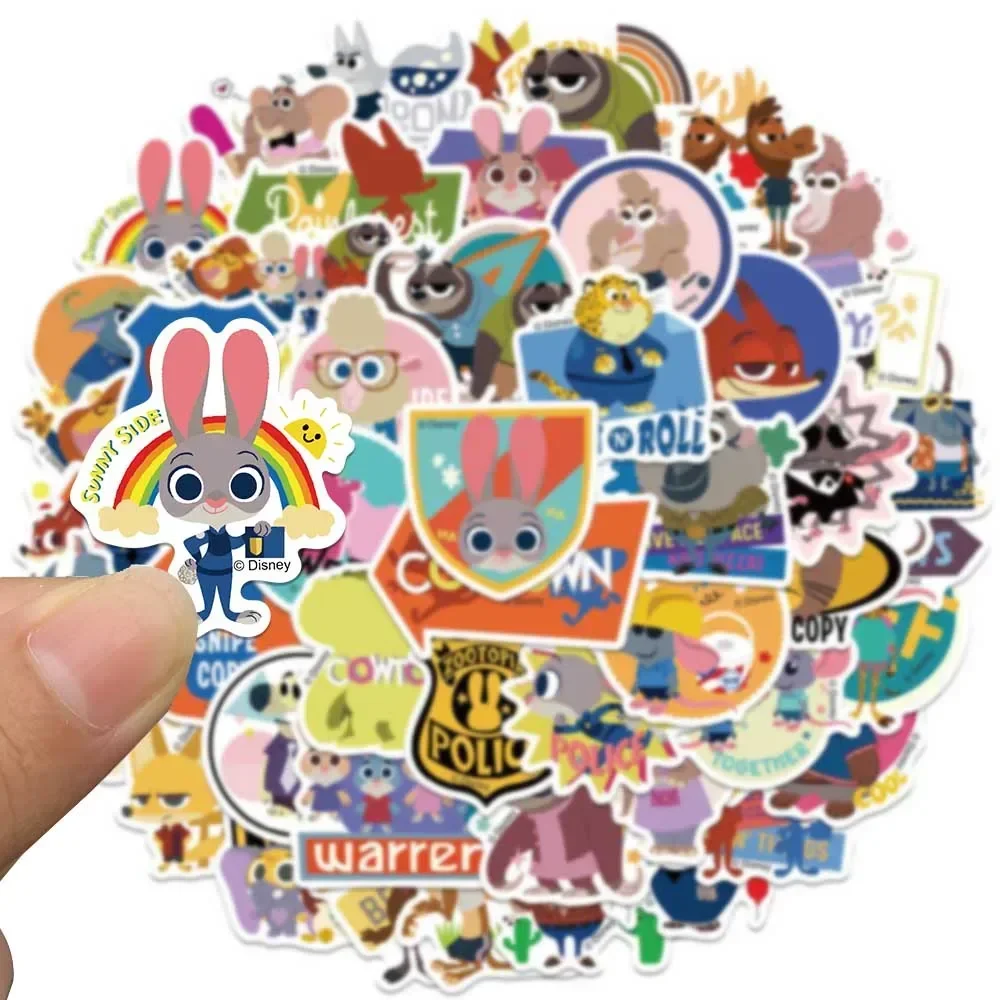 50PCS Disney Cute Zootopia Stickers Cartoon Judy Hopps Nick Wilde Decals Kid Laptop Luggage Scrapbook Diary Graffiti Sticker Toy