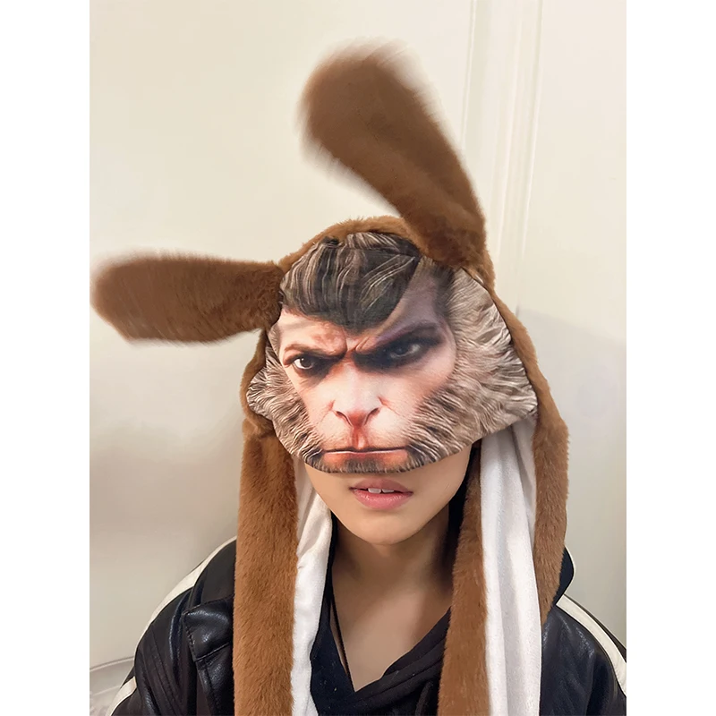MINISO Gengar Eevee Wukong Beanie Hat Kan Bewegen Bunny Oren Hoed Met Glans Oorklep Beweegbare Oren Casual Animal Cap Mutsen Gift