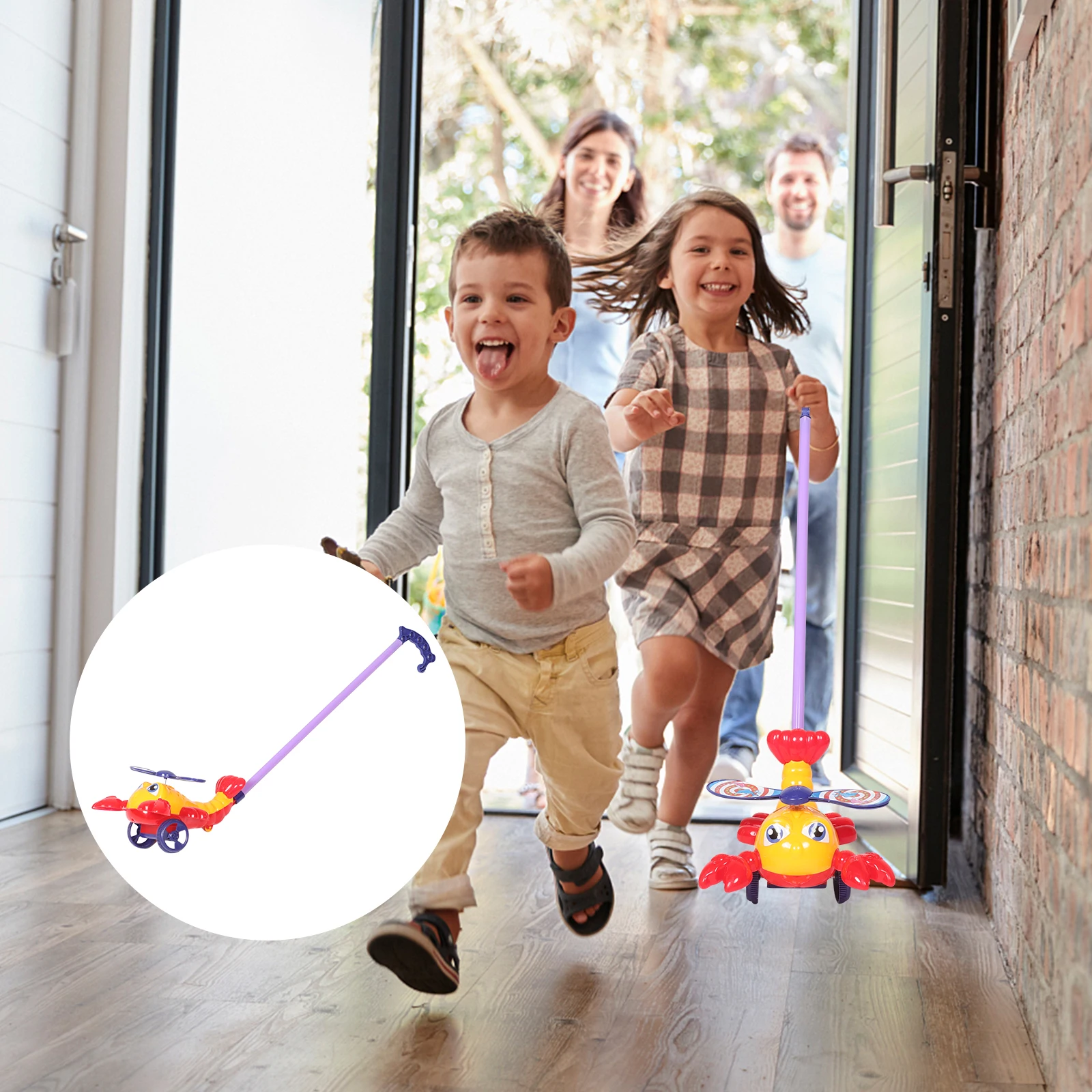 

Stable Baby Walking Cartoon Lobster Push Pull Balance Toddler Developmental Indoor Outdoor Use Long Stick Support For Kids