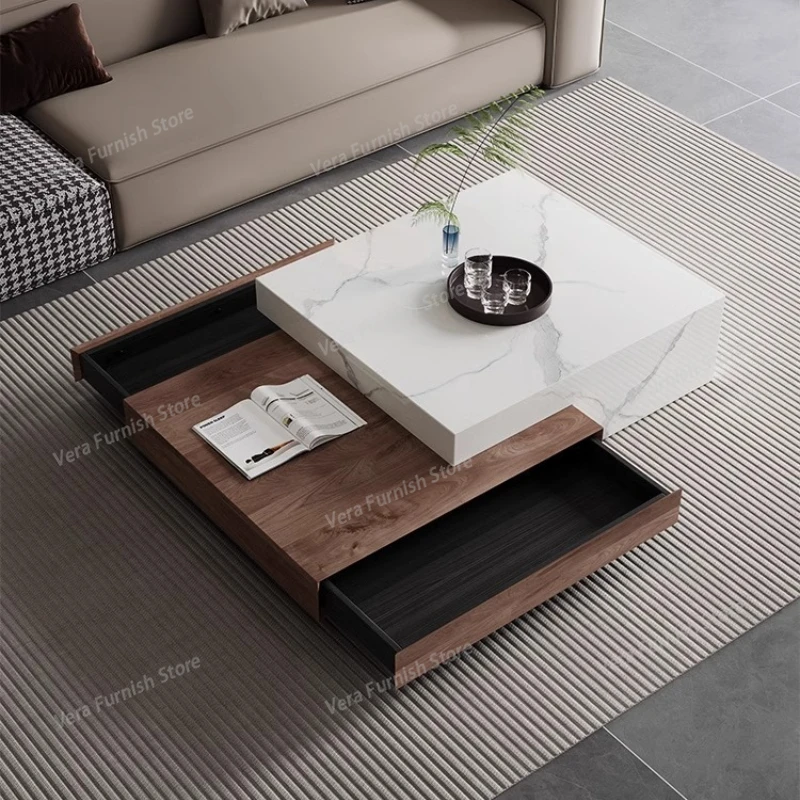 

Nordic High-End Coffee Table Modern Living Room Italian Minimalist Coffee Table Set Solid Wood Luxury Furniture Escritorios FYCT
