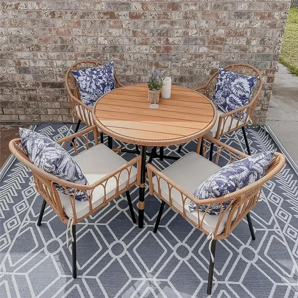 5 Pieces Outdoor Patio Dining Table and Chairs Set Garden Furniture Set Balcony Backyard Garden Chairs Patio