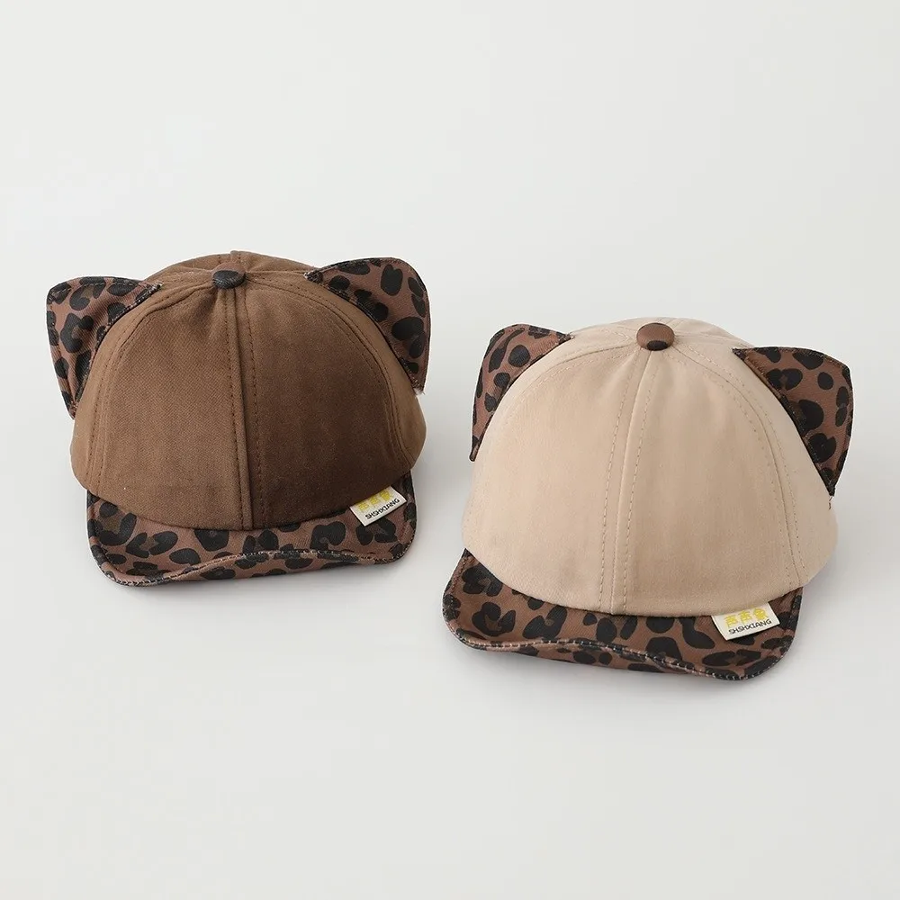 

Новая милая бейсболка с кошачьими ушками, леопардовым принтом, дышащая, с мягким козырьком, для малышей