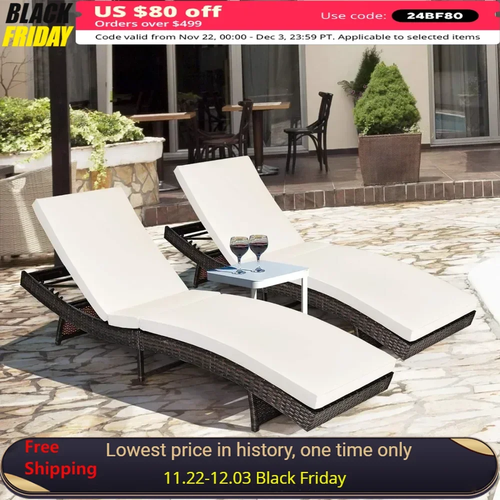 

Beach Chairs Rattan Patio Lounge Chair with Removable Thick Cushion, 5 Adjustable Levels, Leisure Reclining Wicker ,Beach Chairs